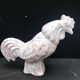 Nouveau ! Coq Faience De Desvres Hauteur 26 cm Longueur 36 cm couleur gris clair et rouge sang