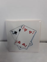 Carreau Faience quatre de coeur cinq de pique dimensions 13cm ×13cm référence  J