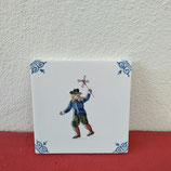 Ancien Carreau Carrelage Faience de Delft 10cm Décor Enfant Jeux