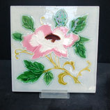 Ancien Carreau Carrelage Faience en Relief 15cm