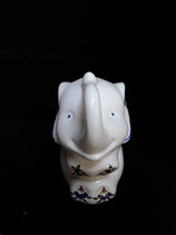 Tirelire Éléphant   Garçon Faience de Desvres réf 9 Hauteur 15 cm inscription comprise