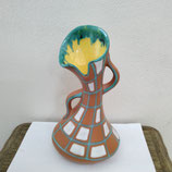 Ancien Vase Art Deco 1960 Faience De Desvres Hauteur 27 cm Diamètre 9 cm signé Gabriel Fourmaintraux