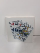 Carreau Faience Dame de trèfle carreau pique coeur  dimensions 13 cm×13cm référence C