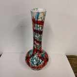 Soliflor, Vase, Faience De Desvres Craquelé Hauteur 22cm Diamètre 4 cm