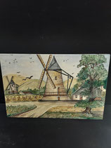 Tableau  Plaque Faience de Desvres Décor Moulin Longueur 45cm Hauteur 30cm