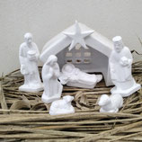Crèche Faience Française blanche 7 pièces