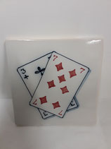 Carreau Faience Sept de carreau trois de trèfle dimensions 13cm×13cm référence H