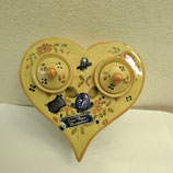 Encrier Coeur Faience Décor Vieux Montpellier 15cm ×15 cm