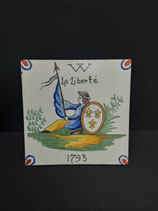 Ancien Carreau Carrelage Faience de Desvres Décor Révolutionnaire 13cm