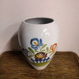 Vase Faience De Desvres Décor Chaumière Hauteur 20cm Diamètre 11cm