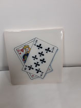 Carreau Faience Vallet de coeur huit de trèfle dimensions 13cm×13cm référence I