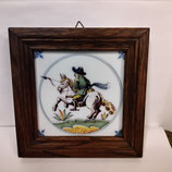 Ancien Carreau Carrelage Faience De Delft Encadré 18cm Cavalier Cheval