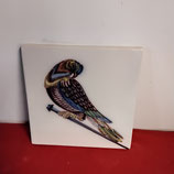 Ancien Carreau Carrelage Décor Oiseau Couleurs Faience De Delft 13cm épaisseur 1cm