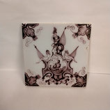 Ancien Carreau Carrelage Faience De Delft 13cm Manganèse