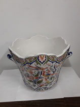 Cache Pot Faience de Desvres Décor Delft à l oiseau Hauteur 20 cm Diamètre 23 cm