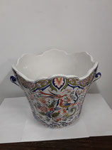 Cache Pot Faience de Desvres Décor Delft à l oiseau Hauteur 20 cm Diamètre 23 cm