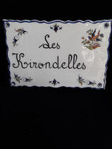 Plaque Faience de Desvres Longueur 28 cm Largeur 18 cm  Les Hirondelles