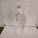 Vierge blanche et son chapelet Faience De Desvres Hauteur 22cm