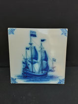 Ancien Carreau Carrelage Faience de Delft Décor Bateau Voilier 13cm numéro 20