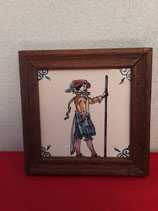 Ancien Carreau Faience à accrocher ou poser Dimensions 16,5 cm ×16,5cm  réf 2