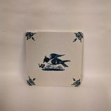 Ancien Carreau Carrelage Faience De Delft 10cm Décor Oiseau