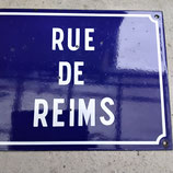 ancienne Plaque Émaillée Rue de Reims Hauteur 30cm longueur 40cm