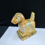 Chien Art Déco Faience De Desvres Multicolores Hauteur 15cm Longueur 11,5 cm