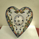 Grand Encrier Coeur Faience De Desvres Geo Martel  Decor Rouen Hauteur 6cm Largeur 16cm