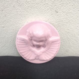 Médaillon De berceau rose Faience De Desvres Diamètre 10cm