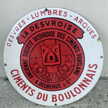 Grande plaque Émaillée ancienne 39,5 cm Desvres Ciments du boulonnais