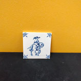 Ancien Carreau Carrelage Faience De Delft 13cm Cavalier Cheval