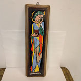 Saint Nathan Encadré Faience Hauteur 32cm Largeur 10cm