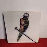 Ancien Carreau Carrelage Décor Oiseau Couleurs Faience De Delft 13cm