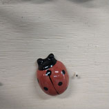 Coccinelle Rouge et Noir Faience De Desvres Hauteur 8 cm Largeur 6 cm