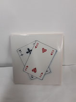 Carreau Faience deux de coeur trois de trèfle dimensions 13cm×13cm référence K