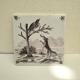 Carreau Carrelage Faience De Desvres 13cm Les Fables De la Fontaine Année 1970