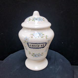 Petit Pot à Pharmacie Covid 19  Faience De Desvres Hauteur 12cm Diamètre 6,5 cm Fleurs Bleues