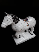 Cheval Boulonnais Faience de Desvres Hauteur 24 cm Longueur du Socle 19,5 cm Diamètre 10 cm
