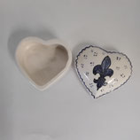 CŒUR  FAIENCE DE DESVRES FLEUR DE LYS DIAMÈTRE 6CM HAUTEUR 3CM