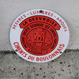 Rare plaque Émaillée Desvres Ciments du boulonnais Diamètre 24,5 cm