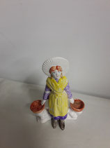 La Boulonnaise Saliere et Poivrier Faience de Desvres Hauteur 15 cm longueur du socle 9 cm