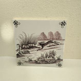 Carreau Carrelage Faience De Desvres 13cm les Fables De la Fontaine Année 1970