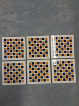 6 Carreaux Carrelages Damiers  Faience de Desvres Fourmaintraux Delassus 15cm