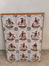 Fresque Cavaliers Faience de Delft Hauteur 55cm Largeur 41cm
