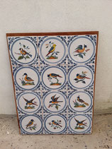Fresque Oiseaux Faience de Delft Hauteur 55cm Largeur 41cm