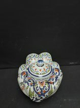 Encrier 11 Forme Originale Faience de Desvres Décor Rouen Diamètre 10cm Hauteur  7cm