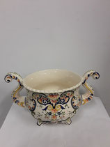 Cache Pot Faience de Desvres Décor Rouen Diamètre 20 cm Hauteur 18 cm