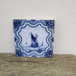 Ancien Carreau Carrelage Faience De Desvres 13cm épaisseur 1cm Voilier