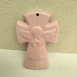 Croix ange gardien Rose Faience De Desvres Hauteur 11cm Largeur 7,5 cm