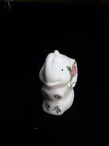 Tirelire et ses roses Faience de Desvres Hauteur 15 cm inscription comprise
